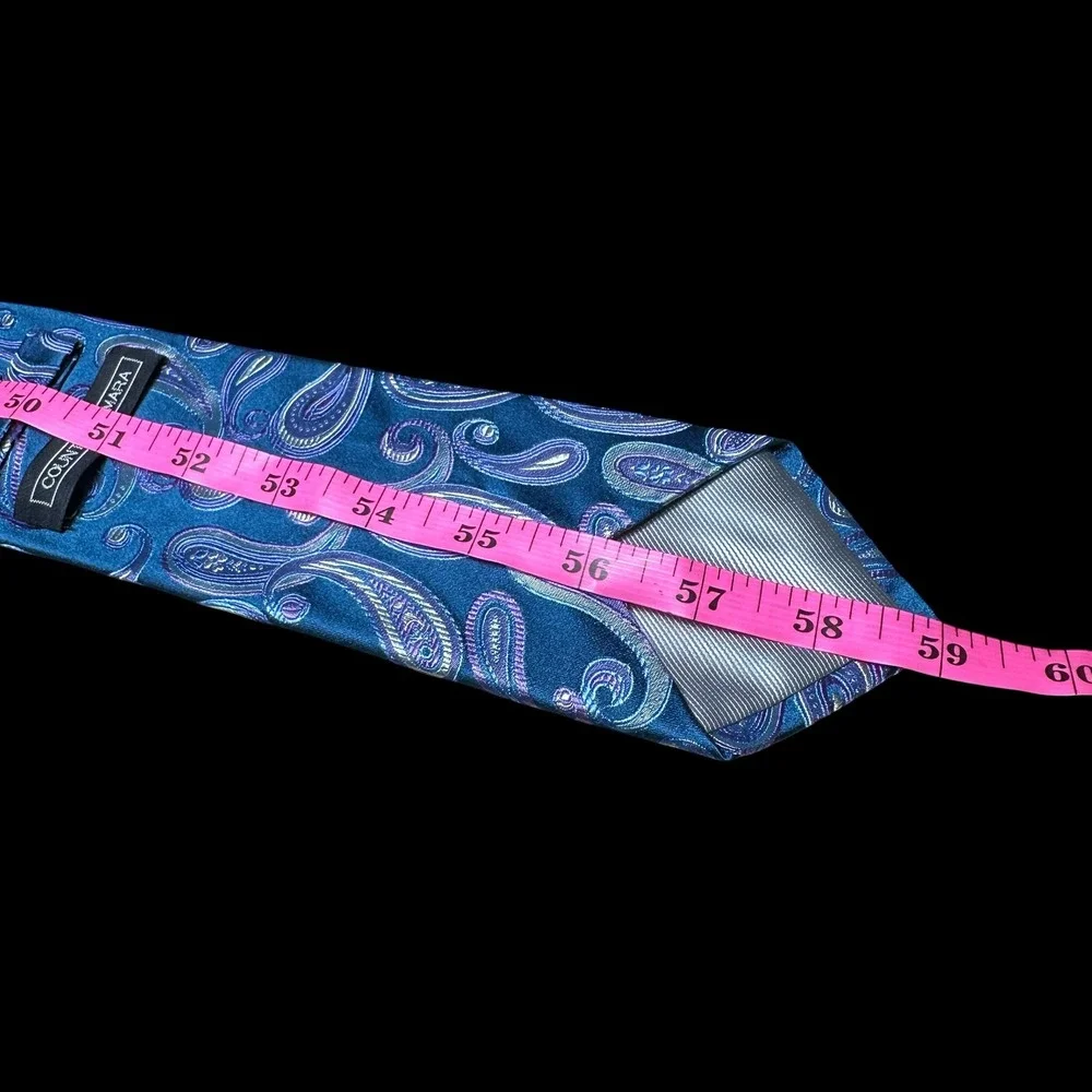 Countess Mara Mens Silk Tie Teal Blue Purple Paisley Hand Made Formal Necktie